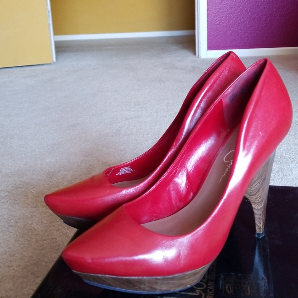 Red Leather heels, 9